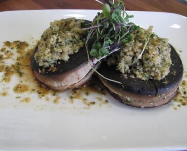 Portabella mushrooms with cashew caper stuffing