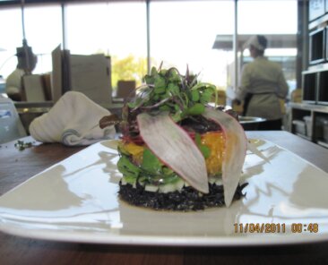 Seaweed salad in ring mold